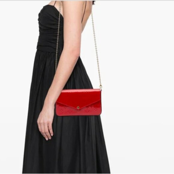 LOUIS VUITTON 3 Piece Set Red Felice Monogram Pochette - Picture 4 of 15